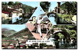 Modern Postcard Saint Jean Port Pied Basque Houses Nive General view Roman Br...