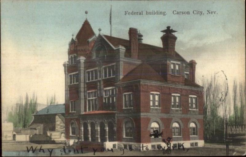 Carson City NV Federal Bldg c1910 Postcard jrf