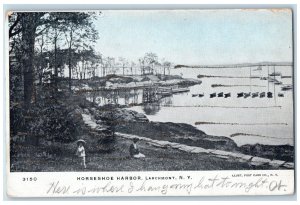 1906 Horseshoe Harbor Larchmont Boats Scene New York NY Posted Vintage Postcard