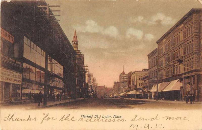 Lynn Massachusetts Market Street Antique Postcard J51365