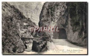 Old Postcard Dauphine Route Bourg d Oisans Grave Tunnel Chambon