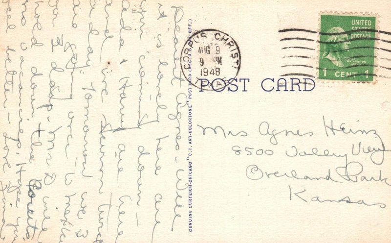 Corpus Christi Texas, 1948 Nueces Hotel Building Historic Landmark Old Postcard