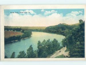 Unused W-Border PARK SCENE Sioux City Iowa IA H2484