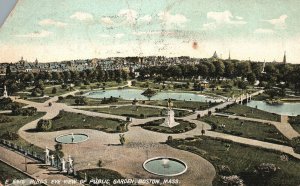 Vintage Postcard 1910's Bird's Eye View Of Public Garden Boston Massachusetts MA
