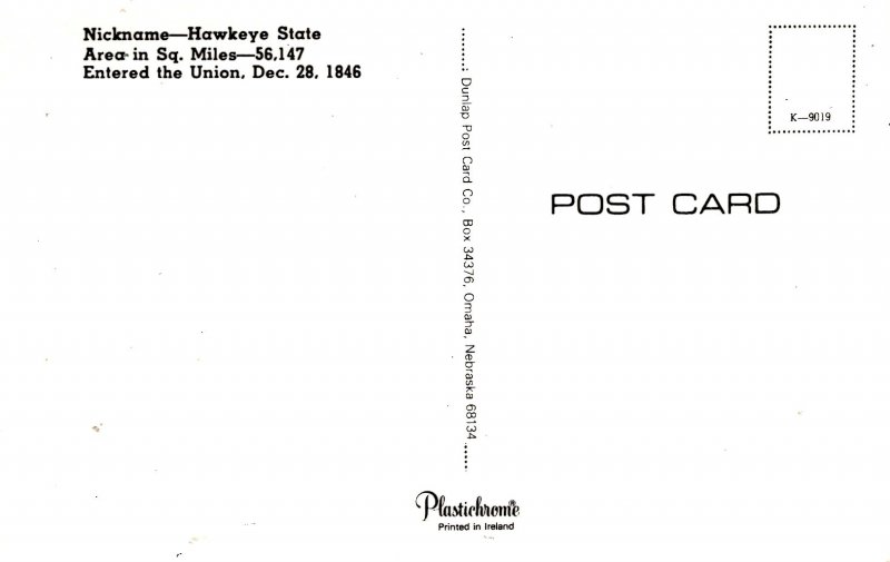 Greetings from Iowa - State Map - The Hawkeye State - c1960