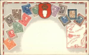 Ottmar Zieher #73 - Postage Stamps Printed on c1910 Postcard ICELAND