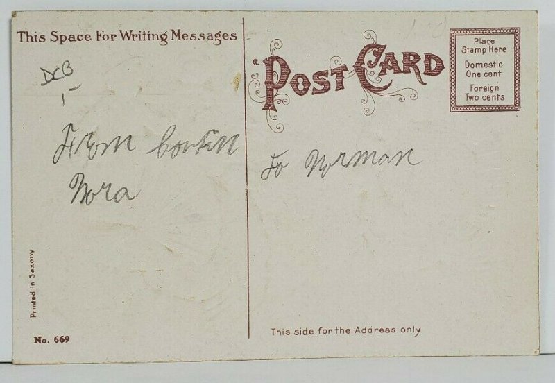 Thanksgiving Greetings Children Chasing Turkeys Embossed Postcard M20