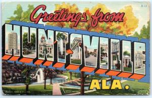 Postcard AL Huntsville Large Letter Greetings Vintage Curt Teich Linen R60