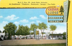 Postcard 1940s Nebraska North Platte Cedar Lodge Motel Kropp occupation NE24-229