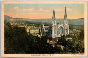 VINTAGE POSTCARD VIEW OF STE. ANNE DE BEAUPRE QUEBEC CANADA MAILED 1935