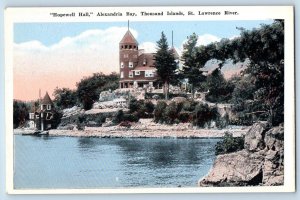 Alexandria Bay New York NY Postcard St. Lawrence River Hopewell Hall c1930's