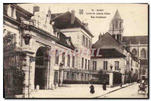 Old Postcard Dijon Lycee Condorcet street Young girls