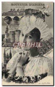 Old Postcard Angers Remembrance General view Headdress Folklore Costume