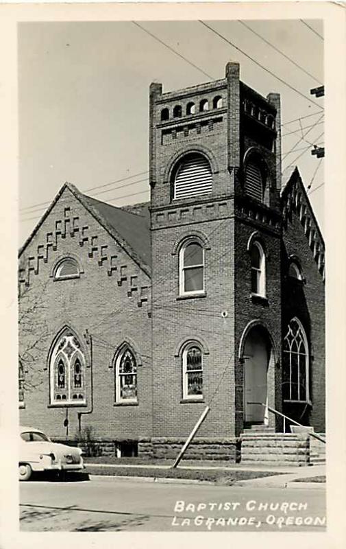 RPPC Baptist Church, LaGrande, OR, Oregon, Defender (1940's) Real Photo