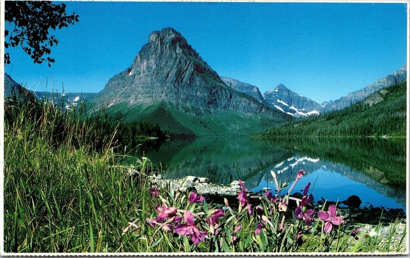 Mt Sinopah Two Medicine Lake Montana Glacier National Park Postcard PM Cancel 