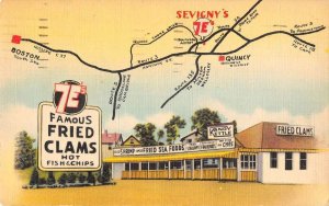 Quincy Massachusetts 7E's Sevigny Restaurant Vintage Postcard AA37082