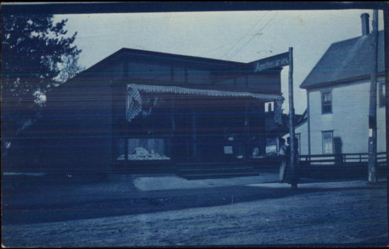 Portland ME Noyes Co Apothecary c1910 Cyanotype Real Photo Postcard