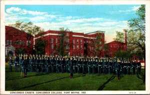 Postcard Concordia Cadets at Concordia College in Fort Wayne, Indiana