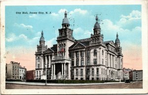 Postcard NJ Jersey City American Flag on City Hall 1919 M35