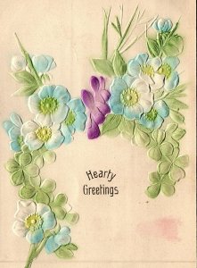 1908 HEARTY GREETINGS SINKING SPRINGS PA FLORAL EMBOSSED POSTCARD 20-219