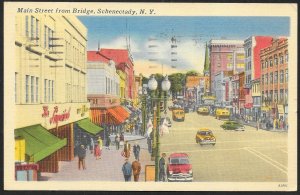 Main Street from Bridge Schenectady New York Used c1953