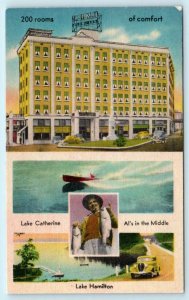 HOT SPRINGS National Park, Arkansas AR ~ HOTEL COMO Fishing Lakes 1950  Postcard