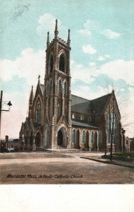 Vintage Postcard St. Paul Catholic Church Worcester Massachusetts MA Religious