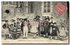 Old Postcard Folklore Bonnetable Remembrance festival laborers February 11, 1907