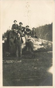 Arlington Washington South Fork Logging lumber Jacks Postcard RPPC 24-8235