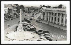 Plaza 5 de Mayo, Panama City, Panama, Early Real Photo Postcard