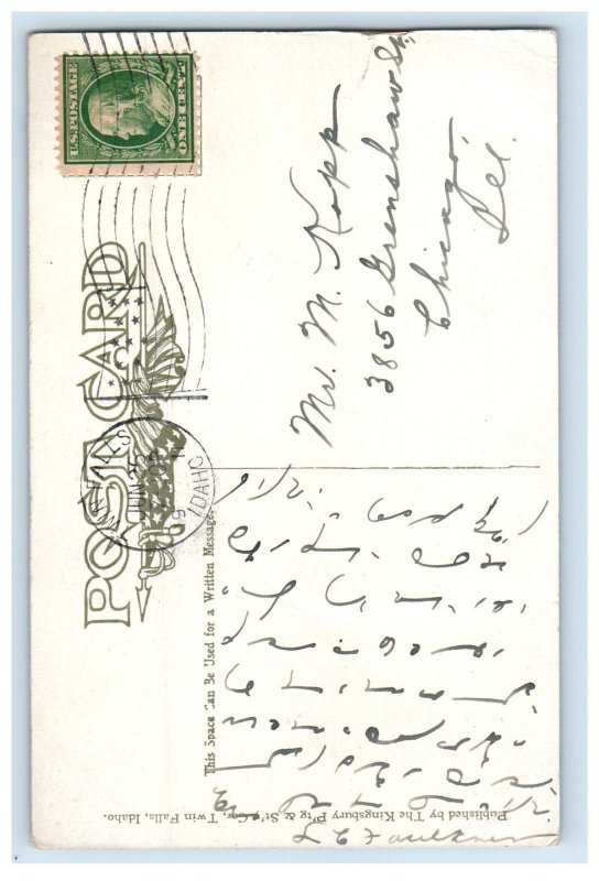 1911 Shoshone Falls Twin Falls, Idaho ID Shorthand Secret Code Postcard 