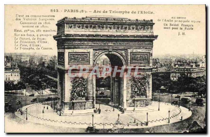 Old Postcard Paris Arc de Triomphe Etoile