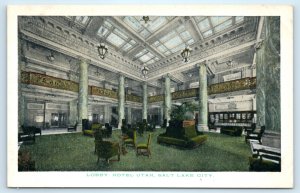 Hotel Utah UT Interior Lobby Postcard
