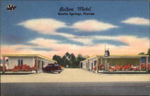 Bonita Springs Florida FL Bolton Motel Colorful Linen Vintage Postcard