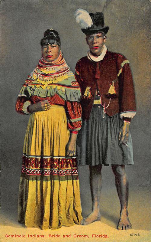 Florida Seminole Indians Bride and Groom Postcard