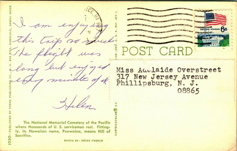 Pacific National Memorial Cemetery Pauwina Hawaii HI Chrome Postcard Q13