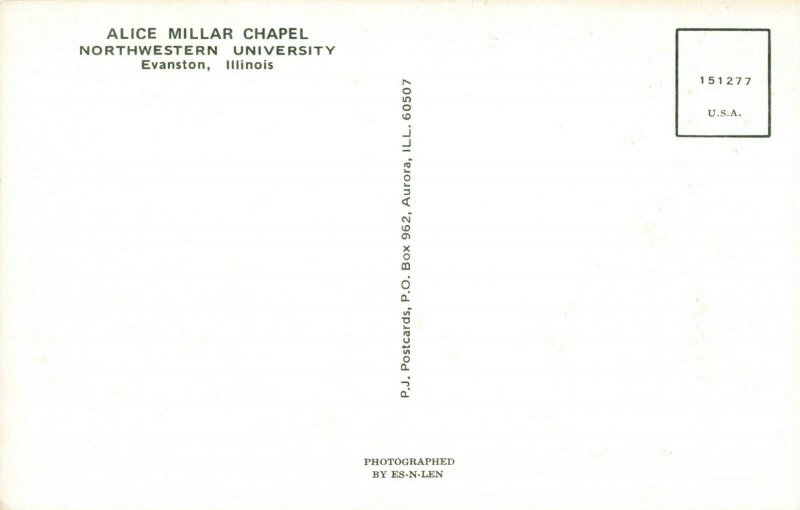 Postcard Alice Millar Chapel Northwestern University Evanston Illinois