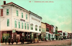 Vtg Postcard 1908 Commercial Row  Reno, NV - Ed Mitchell Pub Palace Oberon L5