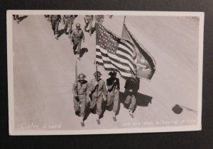 Mint USA Postcard Military US Army Flags Color Guard 40th Division RPPC