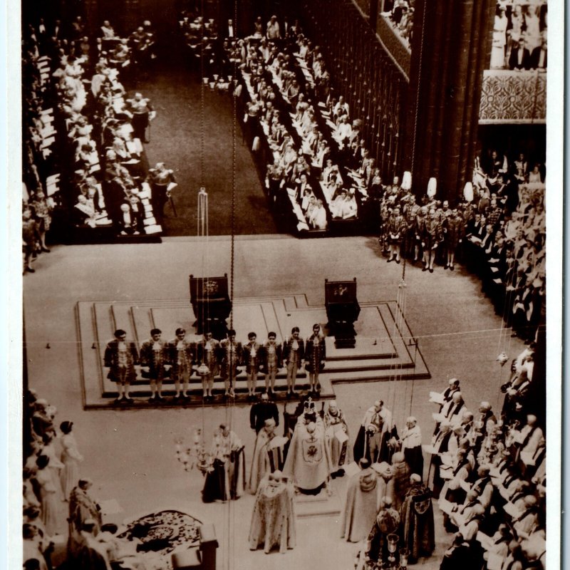 c1937 London, United Kingdom RPPC King George VI Westminster Abbey Crowning A347