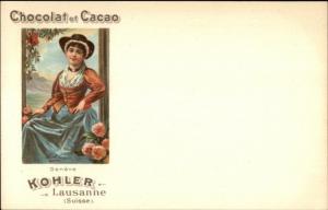 Kohler Chocolat Cacao Swiss Canton Shield Woman c1900 Postcard GENEVE myn