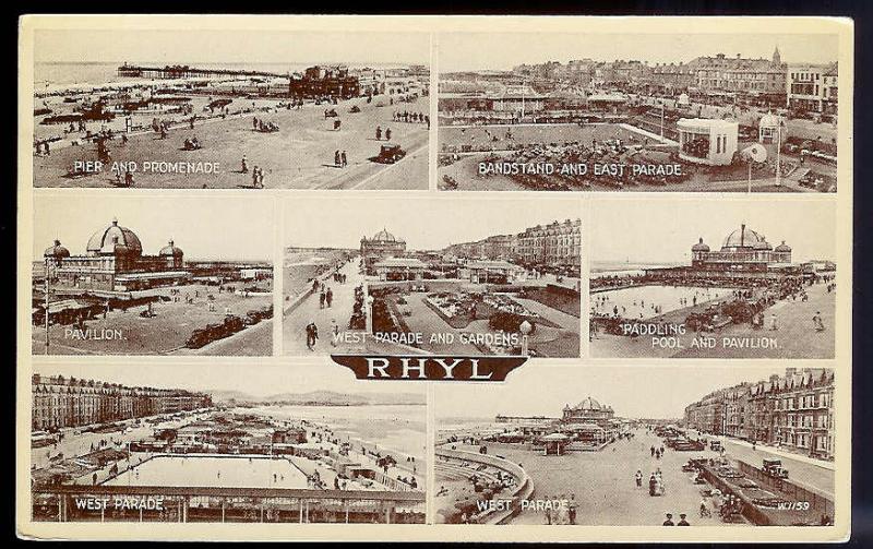 Rhyl Wales multi-view RPPC unused c1930's