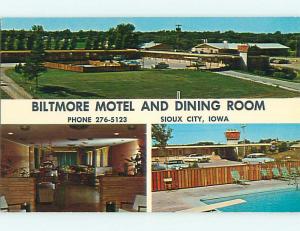 Unused 1950's OLD CARS & BILTMORE MOTEL & RESTAURANT Sioux City Iowa IA u4748