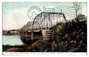 1908 Chicopee, West Springfield Bridge Postcard