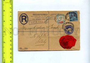 222317 UK London registered 1900 year perfin stamp sealing wax