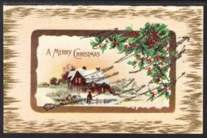 A Merry Christmas House Postcard 
