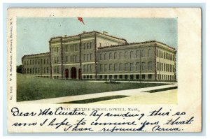 1906 Lowell Massachusetts MA, Textile School Building Antique Glitter Postcard  