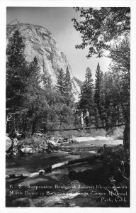 RPPC Suspension Bridge ZUMWALT MEADOW Kings Canyon c1940s Vintage Postcard