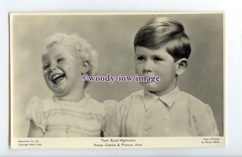 r2794 - Young Princess Anne laughing with her brother Prince Charles - postcard 