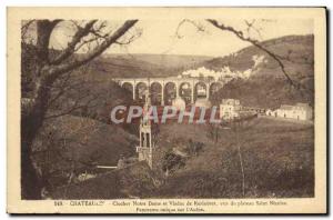 Old Postcard Chateaulin Tower and Notre Dame Viaduct Kerlobret view of the pl...